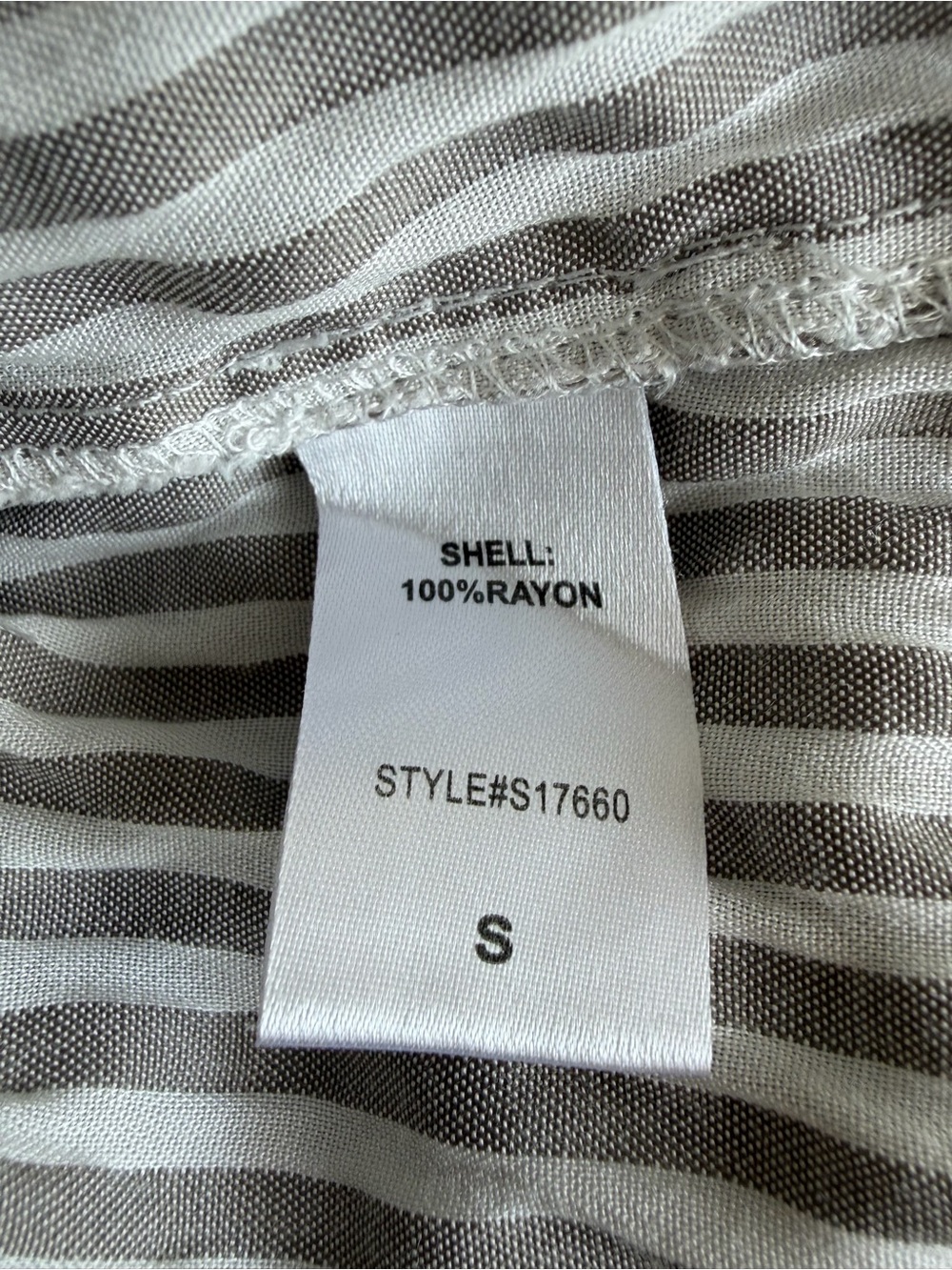 Mustard Seed Peasant Gray & White Striped Rayon V-Neck Blouse Balloon Sleeves S - Picture 2 of 8